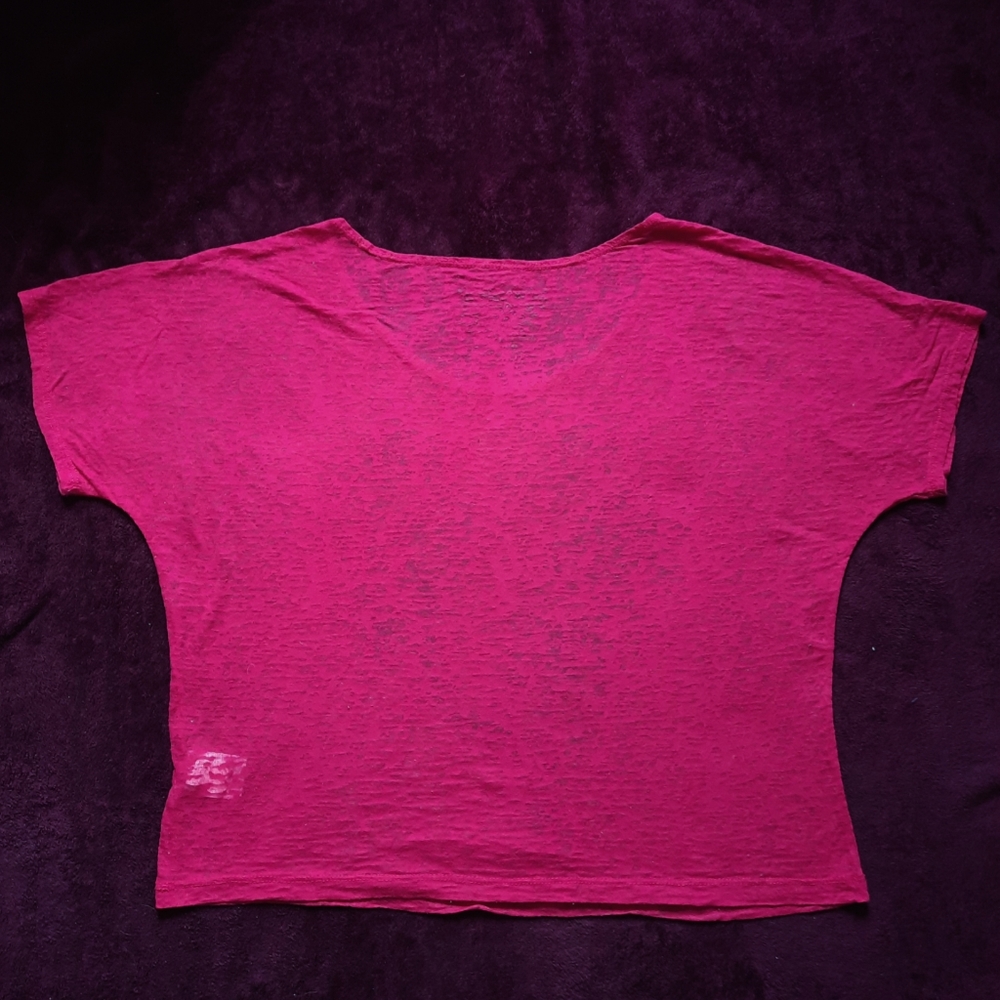 Rocker Girl M (Juniors) Pink Semi-Sheer Crop Top - Picture 2 of 6
